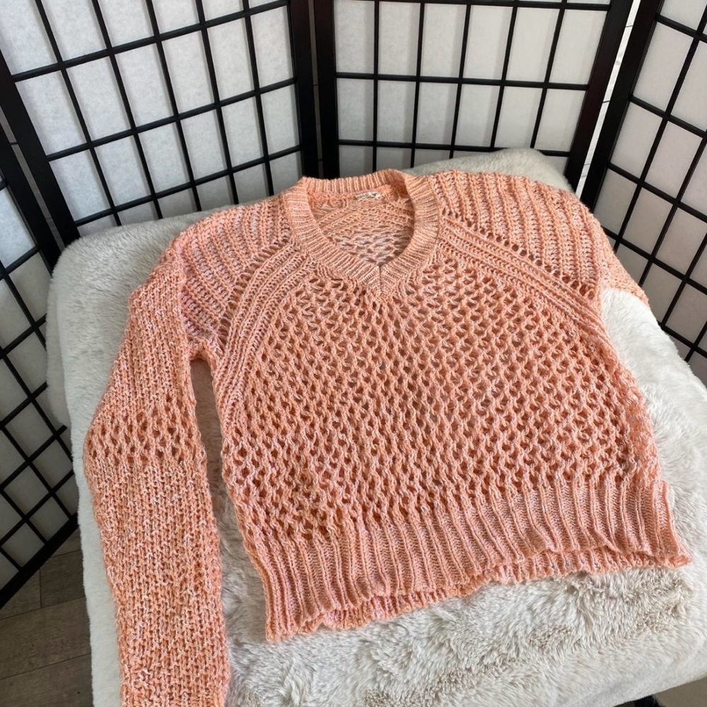 Hem & Thread Peach V-Neck Sweater